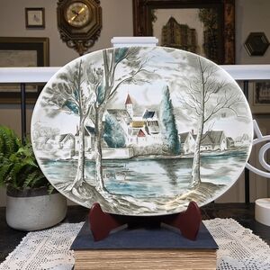 Vintage Dreamy Town Platter by Johnson Bros. England Transferware 14 Inch